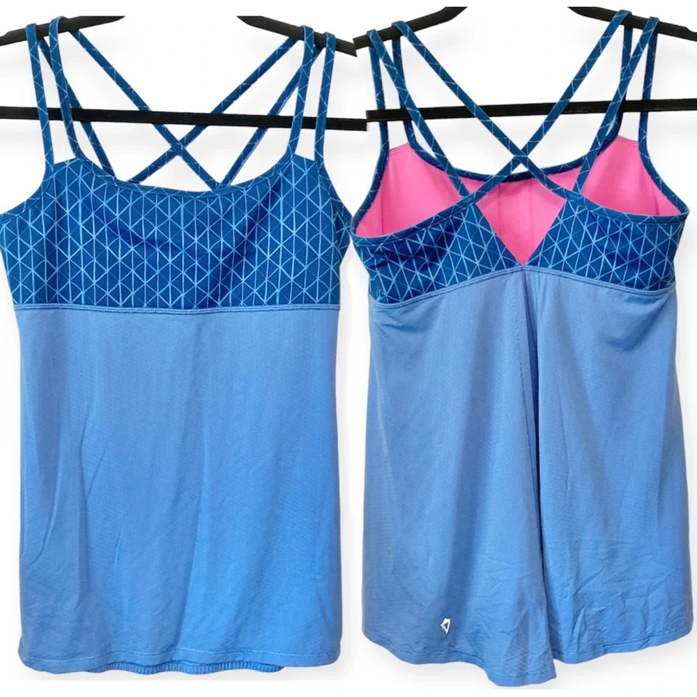 Girls Ivivva Break Beat Tank Top Size 14 Periwinkle Blue Strappy Lululemon Criss